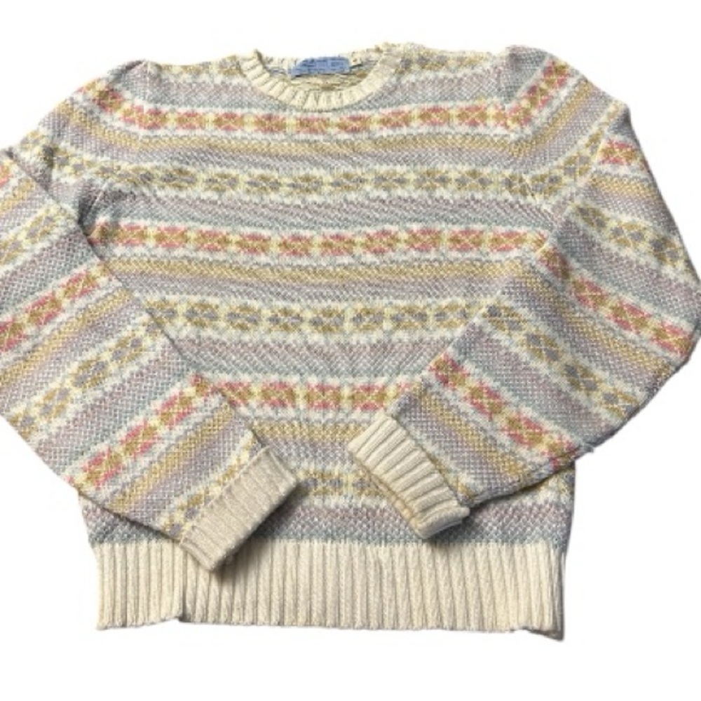 Fair Isle Style Hand Loom Scotland Woman’s Cozy Sweater Size Small Vintage EUC - Picture 5 of 11